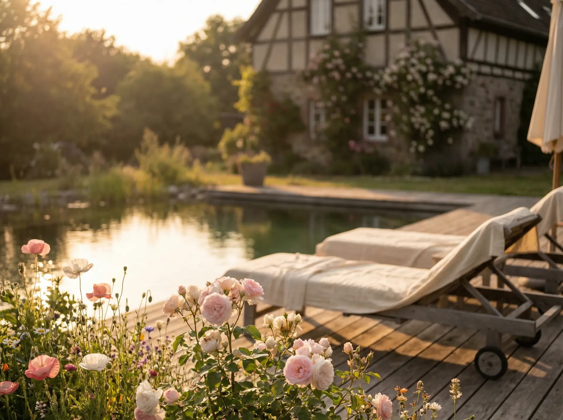 Landhausgarten mit Naturpool, fotorealistische Visualisierung als Grundlage für ein GaLaBau-Angebot